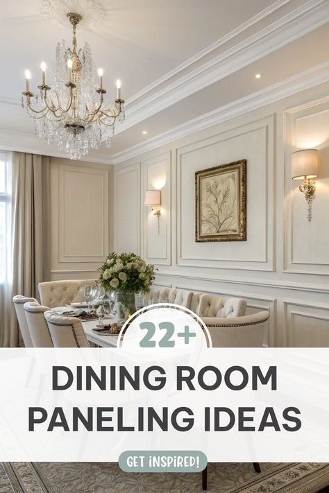 Click for More ➡️ | Save for Later ❤️ | Dining Room Paneling Ideas: Elevate your space with geometric, art deco, or Victorian-inspired panels. Dining Room Judges Paneling, Dining Room With Wall Molding, Dining Room Textured Wall, Moody Dining Room With Wainscotting, No Window Dining Room Ideas, Dining Room With Waynes Coating, Dinning Room Wall Panelling Design, Dining Room Wall Makeover, Panelled Dining Room Wall