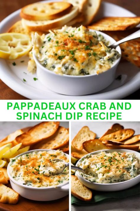 Pappadeaux Crab And Spinach Dip Recipe, Spinach Crab Dip, Spinach And Crab Dip, Crab Spinach Dip, Crab And Spinach Dip Recipe, Crawfish Dip, Spinach Cheese Dip, Canned Crab Meat, Restaurant Appetizers