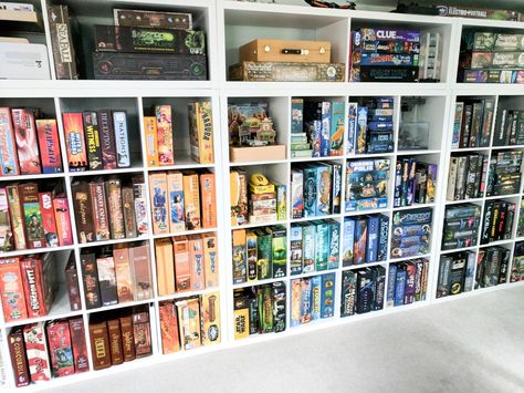 Kallax Game Storage, Ikea Kallax Board Games, Kallax Game Room, Kallax Board Games, Kallax Gaming Room, Ikea Board Game Storage, Kallax Board Game Storage, Board Game Library, Boardgame Organisation