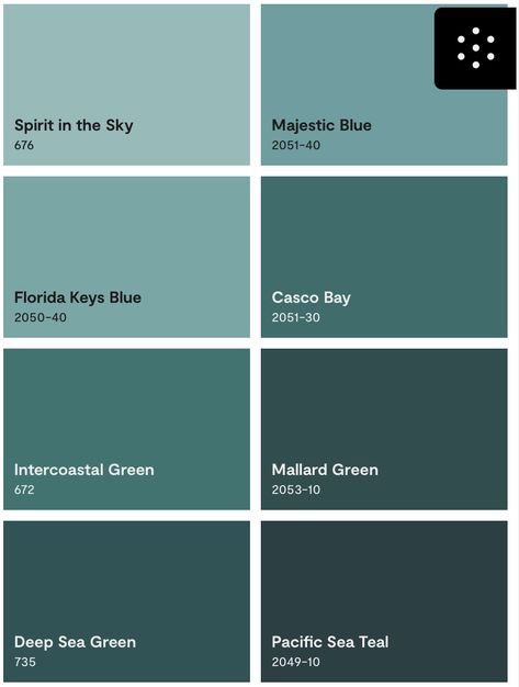 Teal Exterior House, Teal House Exterior, Beautiful Ceiling Designs, Office Wall Colors, Teal House, Paint Sample Cards, Green House Exterior, Exterior Gray Paint, Zyla Colors