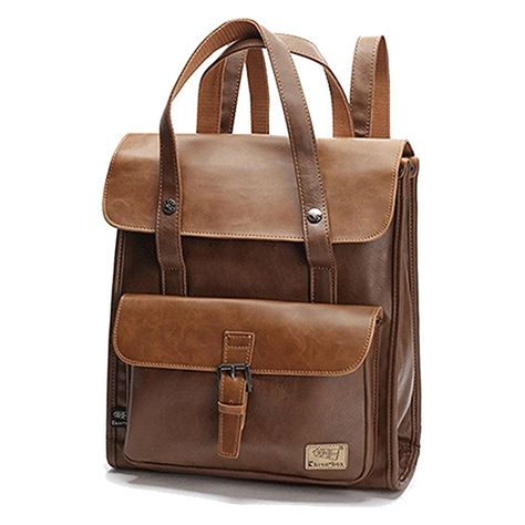 Retro PU-Leder Vintage Rucksack Wanderrucksack Hiking Backpack Damen Herren Schultertasche PU Rucksack Für Camping Reise und iPhone, iPad und Samsung Tablet drei Farbe (Braun) Samsung Tablet, Hiking Backpack, Leather Backpack, Messenger Bag, Satchel, Ipad, Hiking, Tablet, Laptop