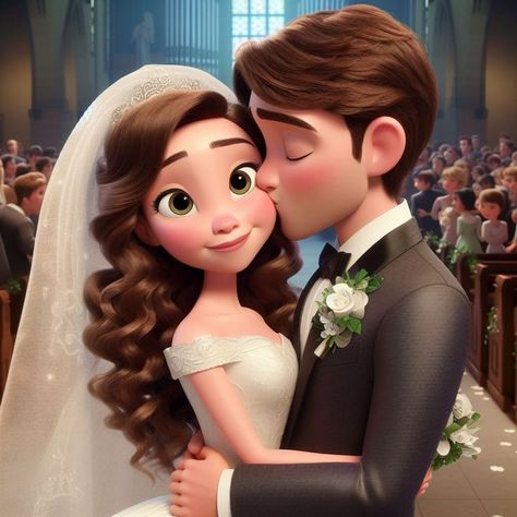 Walking Cartoon, Disney Bride, Red Rose Wedding, Wedding Painting, Some Beautiful Pictures, Wedding Illustration, Cute Couple Drawings, Couple Illustration, Cute Couple Cartoon