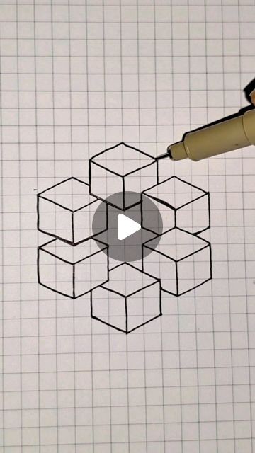 3d Drawings Ideas, 3 D Drawings Optical Illusions, 3d Design Drawing, Geometrical Pattern Drawing, Geometric Optical Illusions Patterns, Optical Illusions Art Drawing Easy, 3d Forms Drawing, Optical Illusion Art Projects, Form Art Drawing