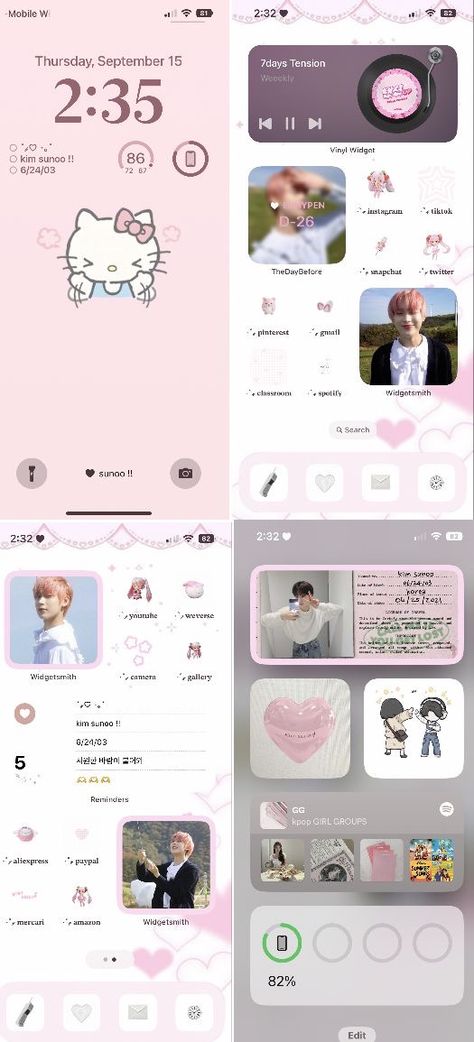 Iphone Layout Ideas Kpop, Sunoo Ios Layout, Iphone Customization Ideas Ios 16, Iphone App Layout Kpop, Sunoo Homescreen Layout, Cute Layout Iphone, Thedaybefore Widget Kpop, Sunoo Phone Layout, Kpop Medium Widget