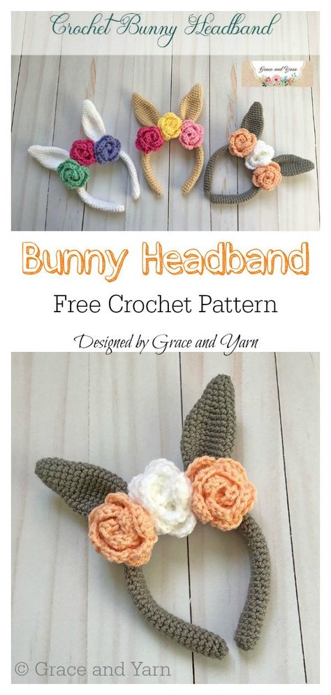 Bunny Ears Headband Free Crochet Pattern Crochet Plastic Headband, Crochet Headband Pattern Free, Crochet Headbands, Bunny Ears Headband, Crochet Animal Amigurumi, Easter Crochet Patterns, Crochet Headband Pattern, Crochet Hair Accessories, Crochet Amigurumi Free Patterns