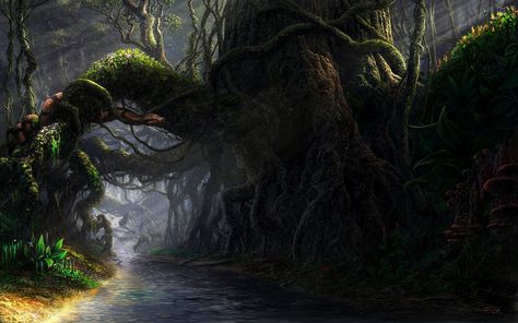 fantasy woods | Fantasy Forest Wallpaper/Background 1920 x 1200 - Id: 243217 ... Fangorn Forest, Merry And Pippin, Rapunzel Disney, Middle Earth Art, Into The West, Tolkien Art, Create Canvas, Fantasy Forest, Oil Canvas