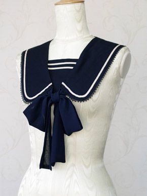 Lolibrary | Victorian Maiden - Accessories - Classic Marine Trippett Victorian Sailor Dress, Sailor Collar Pattern, Sailor Collar Dress, Victorian Maiden, Peter Pan Dress, Collar Accessory, Куклы American Girl, Accessories Classic, Classic Lolita