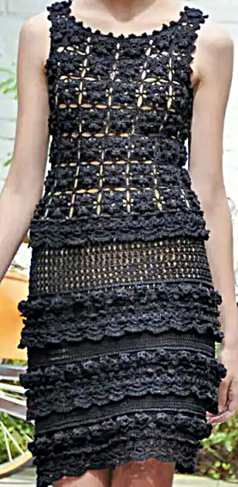 Crochet Summer Dresses, Vestidos A Crochet, Black Crochet Dress, Vanessa Montoro, Crochet Skirts, Lace Knitting Patterns, Crochet Tunic, Crochet Dress Pattern, Crochet Woman