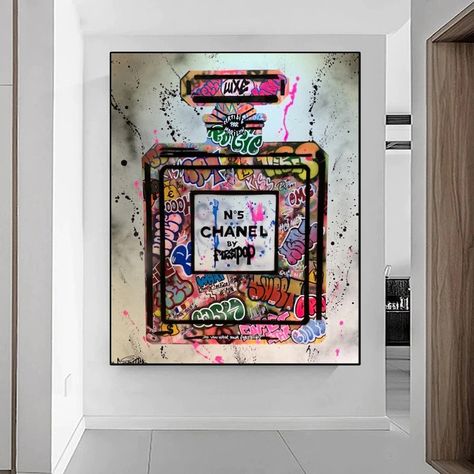 Graffiti Art Perfume Wall Canvas Art Prints Only Unframed | Etsy Perfume Art Painting, Graffiti Canvas Painting, Painting Hands, Art Galaxie, Banksy Wall Art, Perfume Art, Graffiti Canvas, Graffiti Words, Emo Art