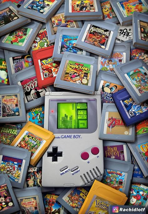 Nostalgic-Pictures-Rachid-Lotf Gameboy Wallpaper, Old Nintendo, Retro Games Wallpaper, Tetris Game, Gameboy Games, Game Wallpaper Iphone, Nostalgic Pictures, Retro Gaming Art, Best Gaming Wallpapers