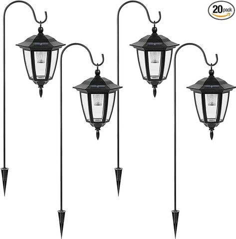 Viewsun 34 Inch Hanging Solar Lights, Shepherd Hook Lights with 2 Shepherd Hooks Waterproof Outdoor Decorative Solar Lantern Lights for Garden Decor, Patio, Backyard, Pathway, 4 Pack - Amazon.com Backyard Pathway, Solar Lantern Lights, Lights For Garden, Hanging Solar Lights, Coach Lights, Walkway Lights, Solar Lantern, Front Landscaping, Shepherds Hook