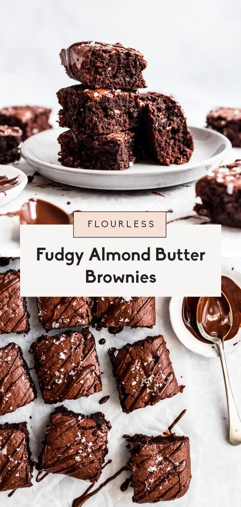 Truly one of the best gluten free brownie recipes on the internet: fudgy, flourless almond butter brownies made with simple ingredients like natural creamy almond butter, pure maple syrup, cocoa powder and chocolate chips. Incredible hot from the oven or even straight from the fridge -- you'll love these! #flourless #glutenfreedessert #glutenfree #brownies #almondbutter #brownierecipe #grainfreedessert #grainfree #paleo #paleodessert #dairyfree #dairyfreedessert Vegan Almond Butter Brownies, Recipes With Nut Butter, Almond Butter Dessert Recipes, Best Gluten Free Brownies Recipe, Nut Brownies, Gluten Free Brownie, Gluten Free Brownies Recipe, Almond Butter Brownies, Dairy Free Brownies