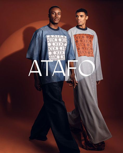 ‘Sartorial Reverie,’ under the creative direction of Mai Atafo, is ATAFO’s ( @atafo__ ) latest collection featuring fashionable fabrics, pleats, and logomania. From the sleek, paint-splattered suits that offer a modern twist on classic menswear to the flowing, patterned dresses that combine elegance with a contemporary edge, each piece reflects ATAFO’s commitment to innovation and style. Renowned for its stylish interpretation of traditional Nigerian wear, ATAFO excels in menswear, womenswea... Men 2 Piece Outfit, African Streetwear, Patterned Dresses, Africa Print, African Attire For Men, Classic Menswear, African Fashion Modern, Black Streetwear, Cool Outfits For Men