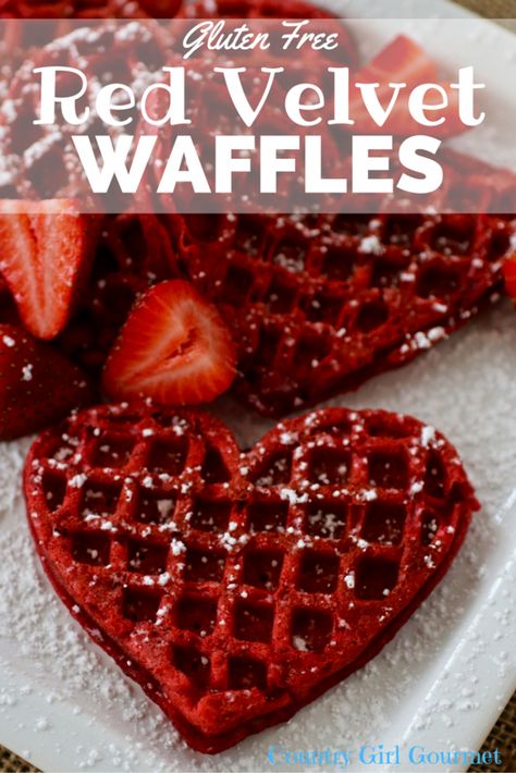 Sometimes when you tweak a recipe a little bit you come up with beautiful things like these Gluten Free Red Velvet Waffles. Perfect for Valentines day! #valentinesday #redvelvet