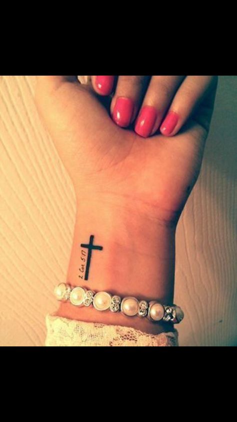 27 Tattoo, Cross Tattoo On Wrist, Simple Cross Tattoo, 16 Tattoo, Simple Tattoos For Women, Forearm Tattoo Design, Tattoo Designs For Girls, Tattoo Feminina, Cross Tattoo