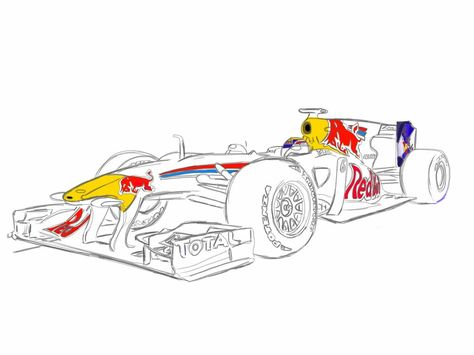 Cartoon Car Drawing, Red Bull F1, F1 Art, Diy Sewing Gifts, Sketchbook Drawings, Car Wall Art, Car Sketch, Drawing Projects, Red Bull Racing