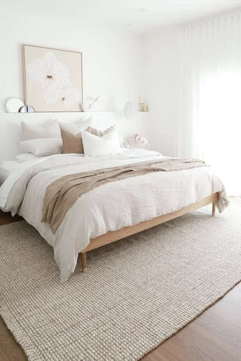 Arabella Natural Wool & Jute Rug - Simple Style Co Modern Scandinavian Interior, Wool Jute Rug, Timber Beds, Relaxing Space, Bedrooms Ideas, Scandinavian Bedroom, Coastal Bedroom, Queen Bed Frame, Clear Lake