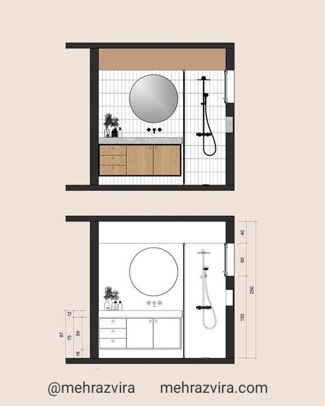 Bathroom Section, Bathroom Layout Plans, Interior Presentation, Section Design, Cozy Bathroom, Bathroom Dimensions, Plans Architecture, Interior Design Drawings, Interior Design Presentation