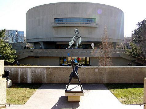 Hirshorn Museum and Sculpture Garden, Independence Avenue at 7th St. SW, Washington, DC. The Smithsonian's museum of modern and contemporary art is comprised of approximately 11,500 artworks, including paintings, sculptures, works on paper, photographs, collages, and decorative art objects. No admission fee. Hirshhorn Museum, Smithsonian Museum, Yves Klein, Sculpture Garden, Field Trips, Field Trip, Amazing Architecture, Art Object, Art Museum