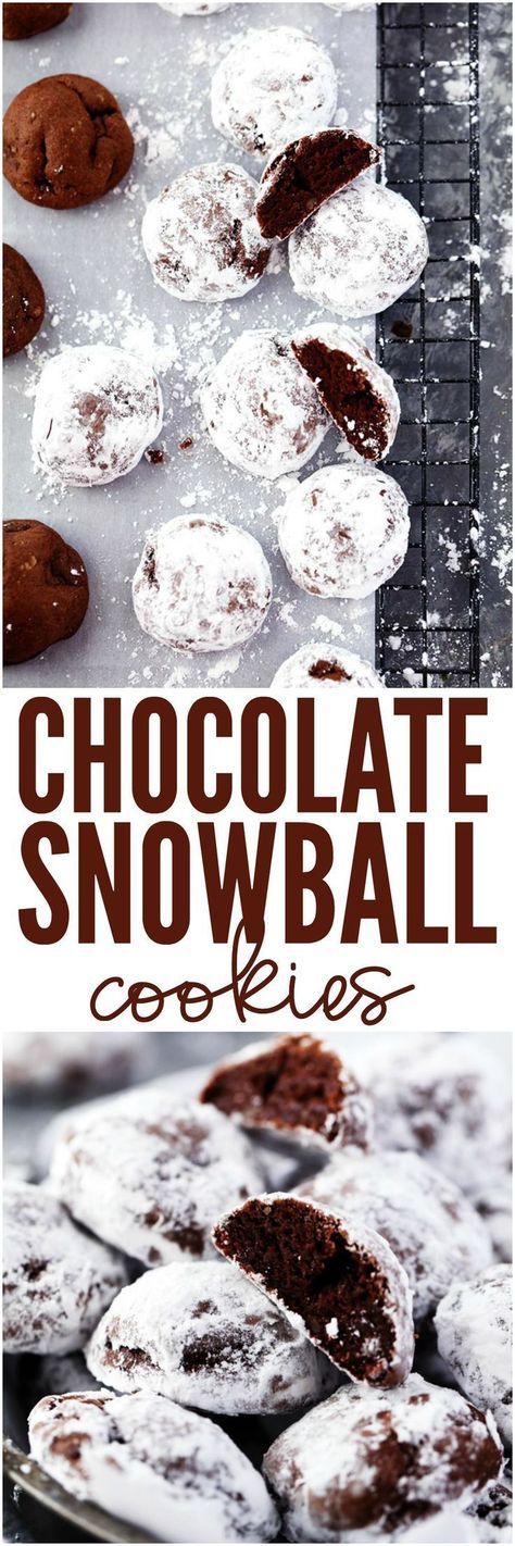 Chocolate Snowball Cookies are a buttery melt in your mouth chocolate cookie featuring ground walnuts and sprinkled with powdered sugar. This is a delicious holiday classic cookie that you need to put on your baking list! Chocolate Snowball Cookies, Chocolate Snowballs, Snowball Cookie Recipe, Baking List, Snowball Cookies, Classic Cookies, Easy Chocolate, Best Dessert Recipes, Sharing Board