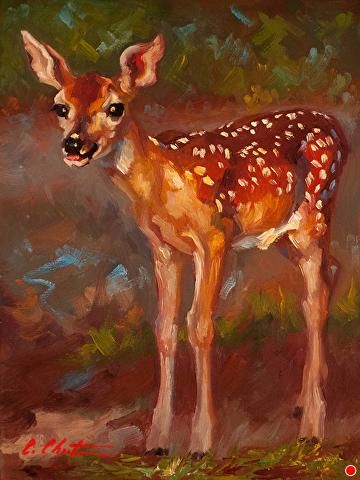 Fawningly by Cheri Christensen Oil ~ 8 x 6 Cheri Christensen, Mark Mckenna, Arts Stream, Deer Art, Forest Creatures, Acrylic Painting Techniques, Daily Painting, Black Love Art, Watercolor Inspiration