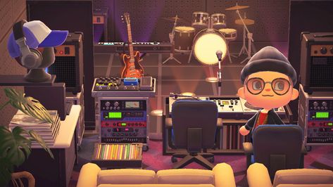 Created a recording studio in the basement of my clubhouse for K.K. Slider’s band #animalcrossingnewhorizons #animalcrossing Animal Crossing Music Studio, Music Room Acnh, Acnh Recording Studio, Acnh Music Studio, Acnh Music, Band Room Ideas, Recording Studio Aesthetic, Acnh Idea, Musician Room