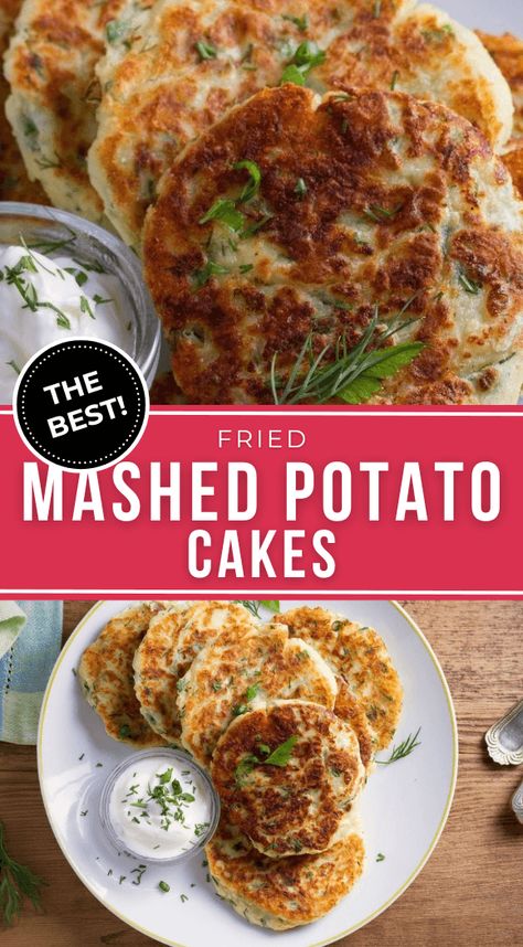 Fried Mashed Potato Cakes are the ultimate indulgence for potato lovers everywhere. These little cheesy pockets of pure deliciousness will have you coming back for seconds and possibly thirds. Mashed Potato Cakes Leftover, Fried Mashed Potato Cakes, Fried Mashed Potato Patties, Fried Potato Patties, Fried Potato Cakes, Mashed Potato Pancakes Recipe, Fried Mashed Potatoes, Mashed Potato Patties, Mashed Potato Pancakes