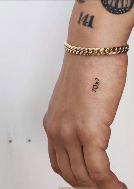 Tiny Biblical Tattoos For Women, Discernment Tattoo, Forgive Tattoo Ideas, Minimalist Jesus Tattoo, 70x7 Forgiveness Tattoo, Simplistic Christian Tattoos, Yaweh Tattoos, Forgiveness Tattoo Ideas, Christian Symbol Tattoo