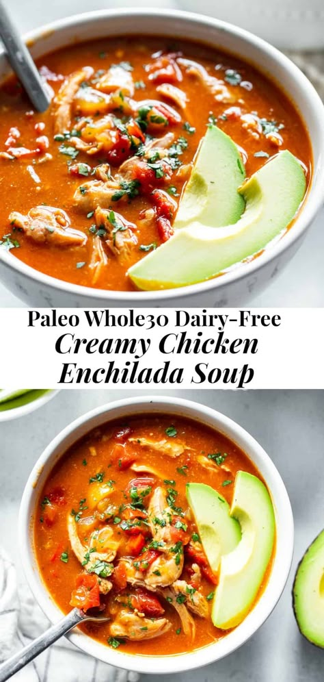 Whole 30 Soup, Whole30 Soup Recipes, Soup Paleo, Whole 30 Meal Plan, Whole30 Dinner Recipes, Whole30 Chicken, Creamy Chicken Enchiladas, Paleo Soup, Whole30 Dinners