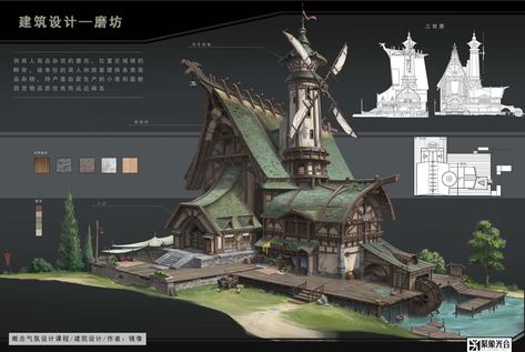 https://www.artstation.com/artwork/18Oldq Medieval Reference, Building Reference, Perspective Drawings, Fantasy Buildings, Art Buildings, Value Painting, Nordic Architecture, Art Presentation, Building Silhouette