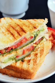 Bombay grilled sandwich recipe: Delicious and filing way to start a day,Bombay grilled sandwich,famous Indian street food recipe @ http://cookclickndevour.com/2015/03/bombay-grilled-sandwich-recipe.html Veg Sandwich Recipes Indian, Veg Sandwich Recipes, Vegetable Sandwich Recipes, Box Sandwich, Grilled Sandwich Recipe, Sandwich Recipes Indian, Veg Sandwich, Indian Street Food Recipes, Grilled Sandwich