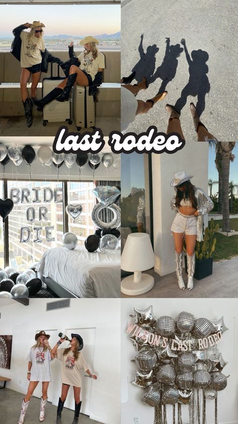 Bratz Theme Bachelorette, Bachelorette Party Themes Last Rodeo, Bachelorette Outfit Theme Ideas, Bachelorrete Decorations, Nashville Bachelorette Theme Outfits, Bachelorette Party Theme Cowgirl, Last Rodeo Bachelorette Party Black And White, Her Last Rodeo Bachelorette Party, Pg Bachelorette Party Ideas