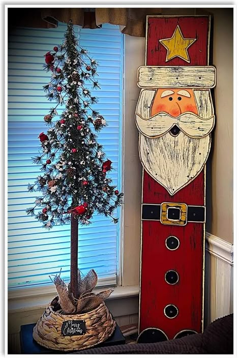 Christmas Door Leaner Signs, Santa Porch Sign, Reindeer Porch Leaner, Santa Porch Leaner, Wood Santa Crafts, Nutcracker Porch Leaner, Nutcracker Christmas Decorations, Christmas Craft Fair, Santa Crafts