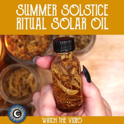 Solar Energy Oil for Litha & Summer Solstice, Celebrating Litha & Summer Solstice - Magical Crafting A recipe for Solar Energy oil, inspired by the Summer Solstice. This is a wonderful blend to use to celebrate Litha or in any summertime ritual Use code MAGICALCRAFTNG for 30% OFF a Holy Santo mug or Herbal Starter Kit: https://www.holysanto.com #magicalcrafting #witchcraft #witch #artwitch #bos #bookofshadows #spelloil #summersolstice #litha #easyspell #beginnerspell #solarmagic Litha Crafts, Essential Oils For Litha, Litha Ritual Summer Solstice, Summer Solstice Spell Jar, Summer Solstice Oil Blend, Things To Do For Summer Solstice, Summer Solstice Ritual Pagan, Litha Ritual, Summer Equinox