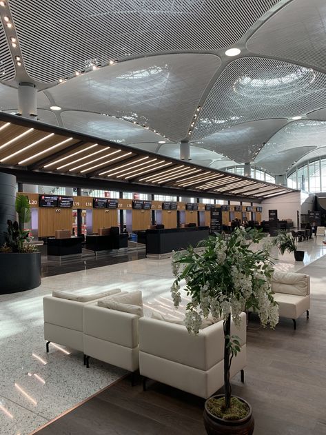 Airport Exterior Design, Airport Terminal Aesthetic, Airport Interior Design, Airport Counter, Istanbul International Airport, Istanbul New Airport, Tranquility Base, Airport Check In, Airport Airplane