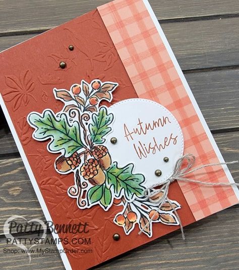 Autumn Wishes Stampin Up Cards, Su Fall Cards, Stampin Up Autumn Cards, Fond Of Autumn Stampin Up Cards, Hello Harvest Stampin Up Cards, Fall Cards Stampin Up Autumn, Leaf Fall Embossing Folder, Stampin Up Fall Cards, Fond Of Autumn