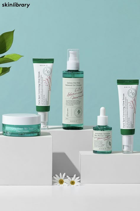 Korean effective skincare brand, AXIS-Y. Try out their products and find out why their products are flying off the shelves as soon as they are restocked. #kbeauty #koreanbeauty #asianbeauty #skincare #axisy #vegan #crueltyfree #toner #cream #serum #ampoule Skin Care Products Packaging, Skincare Product Design, Korea Skincare Products, Korean Skincare Photography, Korean Skincare Branding, Korean Skincare Photoshoot, Face Serum Packaging Design, Skin Care Products Design, Cute Lipstick