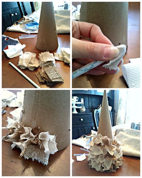 Burlap Tree, Burlap Trees, Burlap Ideas, Burlap Christmas Tree, Ideas Navideñas, Burlap Projects, Noel Diy, Burlap Crafts, Christmas Crafting