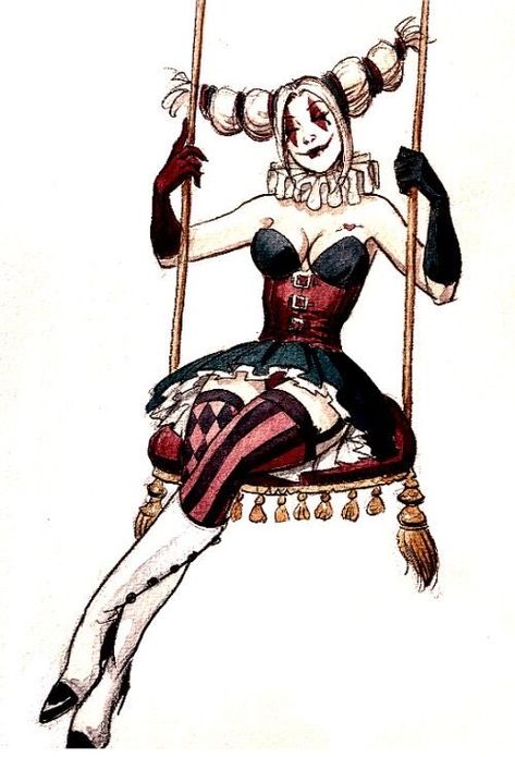 Jester Outfit, Jester Costume, Circus Outfits, Pierrot Clown, Clown Clothes, Dark Circus, Harley Quinn Drawing, Female Clown, Harley Quinn Artwork