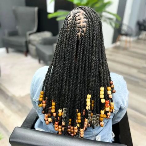 Two Strand Locs With Beads, Two Strand Twist Locs With Beads, Locs With Hair Added, 2 Strand Twist Locs Style Women, Two Strand Twist With Beads, Marley Twists With Beads, Two Strand Twist Locs Styles For Women, Hair Styles For Dreads, Invisible Locs Hairstyles