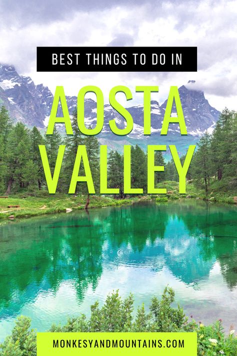 The Aosta Valley (Valle d’Aosta), in Northern Italy. is most famous for its extreme outdoor activities. However, there are so many other things to do in the Aosta Valley, from easy hikes to exploring medieval villages and the ancient Roman Road. #aostavalley #valled'aosta #italy #italyaesthetic #italytravel #hiking #aostavalleyitaly #northernitaly Val Gardena Italy, Aosta Valley Italy, Val Di Funes Italy, Aosta Italy, Italy Regions, Northern Italy Mountains, Valley Between Two Mountains, Valle D'aosta, Aosta Valley