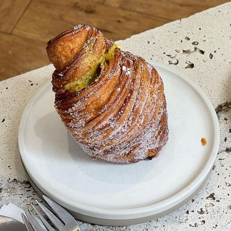 Best vegan pastry ever — pistachio cruffin @saintjean.nl — highlight of our trip to Amsterdam | Instagram Pistachio Croissant Aesthetic, Pistachio Rose Croissant, Bakery Style Pistachio Muffins, Pistachio Creme Patisserie, Pistachio Paris Brest, Vegan Pastry, Cruffin Recipe, Trip To Amsterdam, Vegan Pastries