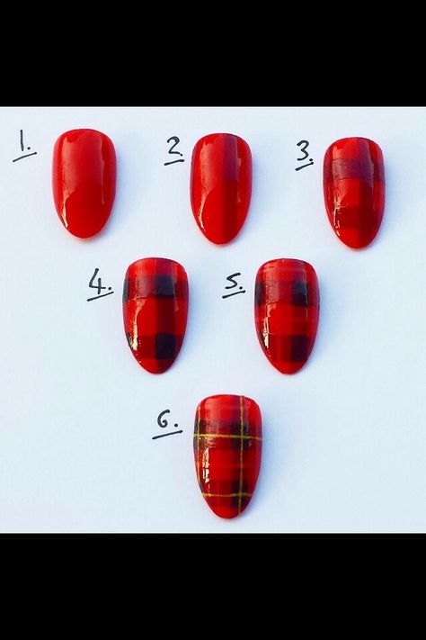 plaid Diy Plaid Nails, Plaid Nail Designs, Plaid Nail Art, Nail Art Noel, Xmas Nail Art, Plaid Nails, Christmas Gel Nails, Xmas Nails, Red Tartan