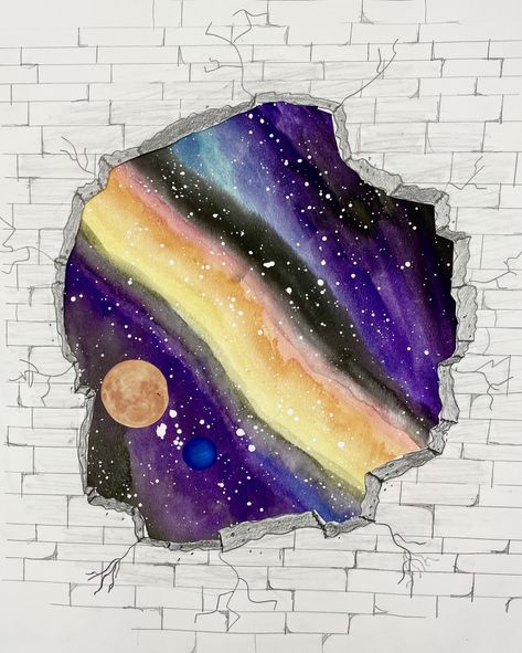 Glimpsing Galaxies | Ms. Amsler's Artroom Amsler's Artroom, November Projects, School Sketchbook, Outer Space Drawing, Space Art Projects, 7th Grade Art, High School Art Projects, 8th Grade Art, Art Lessons Middle School