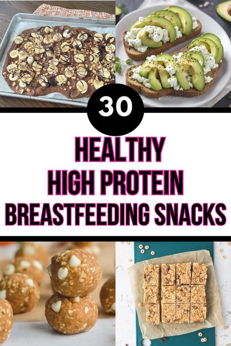 30 healthy, high protein snacks for breastfeeding to preserve your lean muscle mass and meet those increased demands. A mix of simple, on-the-go and easy recipe ideas. List created by a Registered Dietitian and mom of two! Of course, most of the snacks are one-handed. Meal Prep For Breastfeeding Moms, Healthy Mom Snacks, Freezer Food Prep, Snacks For Breastfeeding, Protein Snack Recipes, Healthy Breastfeeding Snacks, Breastfeeding Food, High Protein Snack Recipes, Nesting Party