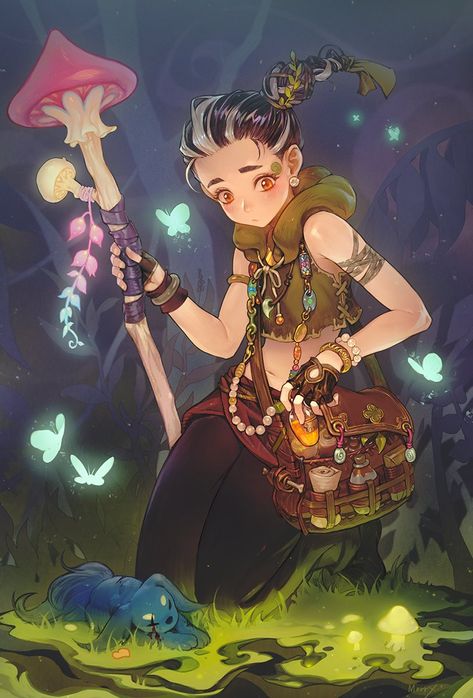 Dnd Child Character, Forest Character Design, Firbolg Druid, Forest Character, Dungeons And Dragons Characters, Dnd Art, Witch Art, Character Ideas, Dnd Characters