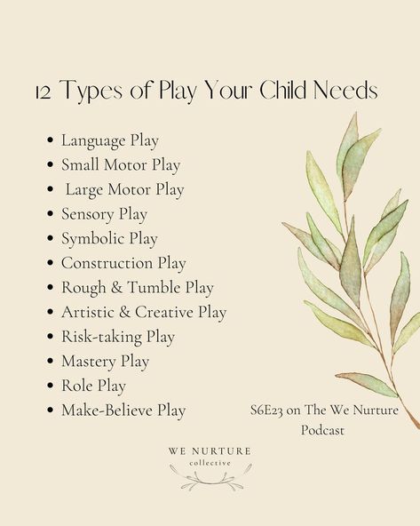 We Nurture | Waldorf Inspired Parenting on Instagram: “✨New Episode Today! ✨S6E23 12 Types of Play Your Child Needs ✨ As parents, we know how important play is for young children. For the…” Waldorf Parenting, Construction Play, Parenting Style, Types Of Play, Waldorf Inspired, Parenting Styles, Played Yourself, Sensory Play, Baby Baby