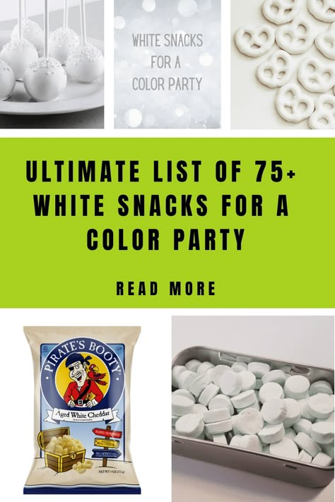 Hosting a color-themed event? Dive into our curated selection of 75+ white snack ideas perfect for any occasion! From bridal showers to picnics, enjoy the timeless elegance of a white aesthetic. Organized by categories for easy browsing. Discover your next party favorite now! 🍽 #WhiteParty #SnackIdeas #ColorThemedParty White Snacks For Color Party Basket, White Color Basket Party Ideas, White Basket Ideas For Color Party, White Food For Party, White Color Theme Party Basket Snacks, White Party Foods Snacks, White Themed Food Board, Color Party White Foods, White Christmas Party Food