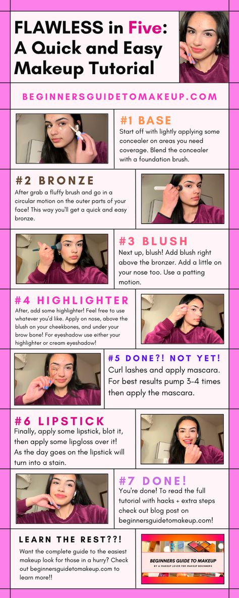 Learn how to create a quick and easy makeup look with this step-by-step tutorial. #makeup #tutorial #quick How To Become A Makeup Artist, Learn Makeup Step By Step How To Apply, Pinterest Makeup Natural, Natural Makeup Looks For Beginners, Decent Hairstyles, Basic Makeup For Beginners, Makeup Utensils, Makeup Beginner, Quick Makeup Tutorial