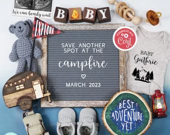 View ANNCMNT Other by MinnyPrints on Etsy Summer Campfire, Sonogram Pictures, Pregnancy Announcement Template, Camping With A Baby, Christmas Pregnancy Announcement, Christmas Pregnancy, Pregnancy Announcements, Christmas Card Template, Tent Cards